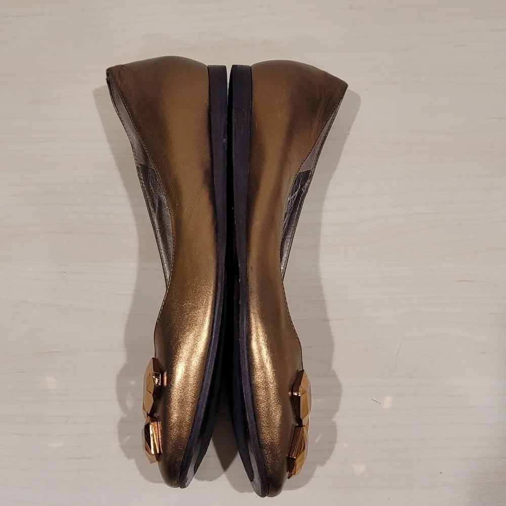 Sz 8.5M Gold Diane von Furstenberg Ballet Flats Jewel Embellishments
